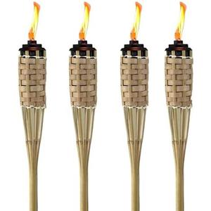 Rum Brand Bamboo Torches for Outside Patio - No Mosquitos - Includes Metal Canister with Wick Cover - Great for Outdoor Decor & Parties - Wide Mouth Easy Pour Deluxe Canister- 50 Inches (4 pack)