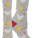 WHD Chicken Crew Socks for Women & Men | Grey Heather/Charcoal Heather, Medium | 2-Pack