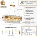 35.4" Brushed Gold Rectangular Crystal Chandelier for Dining Room, Brushed Gold 35.4" Oval