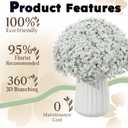 30 Pcs White Artificial Baby's Breath Flowers, Lifelike Rubber Fake Gypsophila Bouquets, 8.26" Short Stems with 1350 Blooms for Wedding Centerpieces, DIY Floral Arrangements & Home Decor