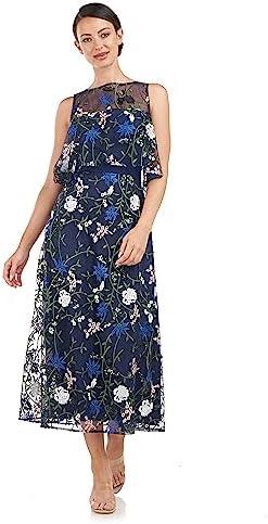 JS Collections Women's Amira Popover Tea Length Dress, Size 6
