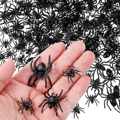 Ksquares Prank Fake Spiders, Mini Realistic Spiders for Halloween, Halloween Decorative Supplies Toys Black Spider Prank Scare Fun Joke Novelty Spiders for Party, Christmas