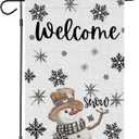2 x Winter Snowman Let it Snow Garden Flag 12 x 18 Inch Merry Christmas Double Sided Linen Yard Flag Outside Farmhouse New Year Xmas Holiday Decor