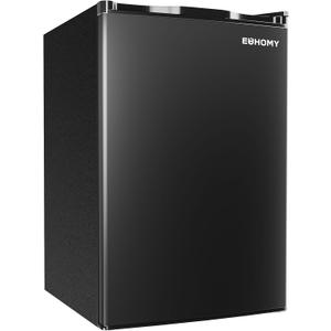 EUHOMY 4.4 Cu.Ft Fridge with Freezer, Single Door Compact Refrigerator, Adjustable Thermostat, Mini Refrigerator Energy Saving, Mini fridge for Bedroom, Dorm, Office, Black