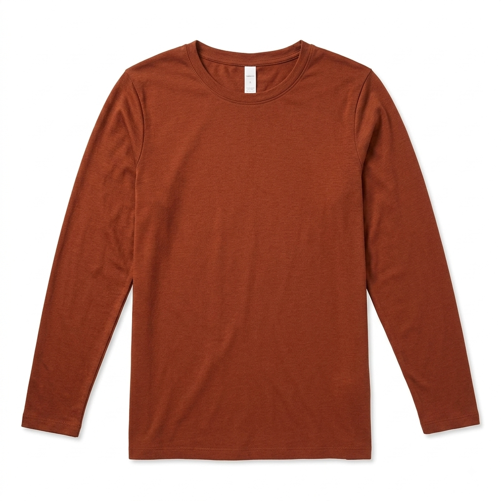 ODODOS Women's Long Sleeve Tunic Top - Ultralight Soft Breathable Side Slit Basic Tee Yoga Workout T-Shirt, Rust Red, Medium