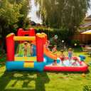 Inflatable Bouncy Castle with Slide, 146" L Indoor Kids Combo Bounce House for Birthday Party, Rainy Snowy Day, All-Season Garage Basement Playhouse Ages 3-10, XXL