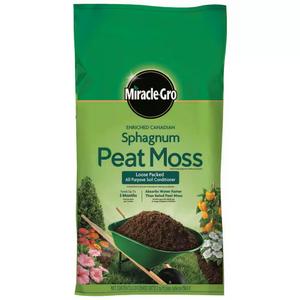 Miracle-Gro Sphagnum Peat Moss - Enriched with Plant Food, Add to Potting Mix and Native Soil, 8 qt. (1-Pack)