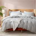 Nestl Light Grey California King Duvet Cover Sets - Soft Double Brushed Cal King Duvet Cover, 3 Piece, with Button Closure, 1 Duvet Cover 104x98 inches and 2 Pillow Shams