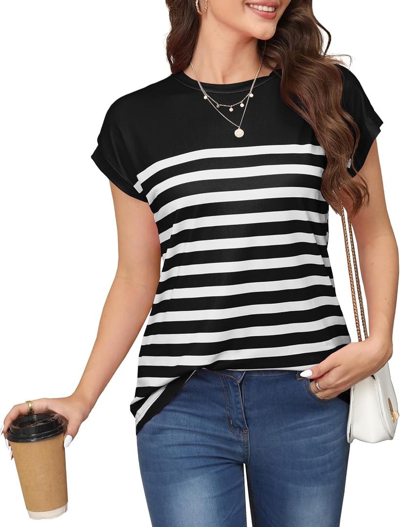 Womens Shirts Boho Plus Size Summer Tops Dresses Casual Blouses Cap Sleeve Womens Tank Tops (S, Black)