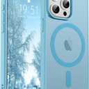 SUPFINE Magnetic for iPhone 15 Pro Max Case (Compatible with MagSafe) (Military Grade Drop Protection) Slim Translucent Matte Shockproof with Anti-Fingerprint Phone Case,Light Blue