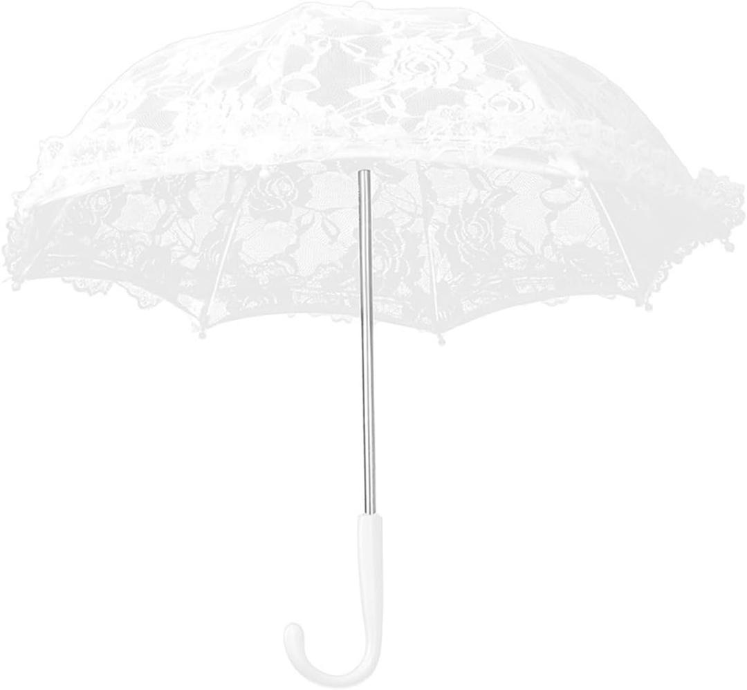 Mini White Lace Parasol Umbrella, 17x18 Inches Vintage Bridal Decorative for Tea Party, Small Photography Prop, Craft for Kids Women Wedding Party Photo Props (Rose)