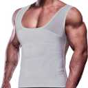 GKVK Mens Slimming Body Shaper Vest Chest Compression Shirt Abs Abdomen Slim Tank Top Undershirt (Small, Grey)