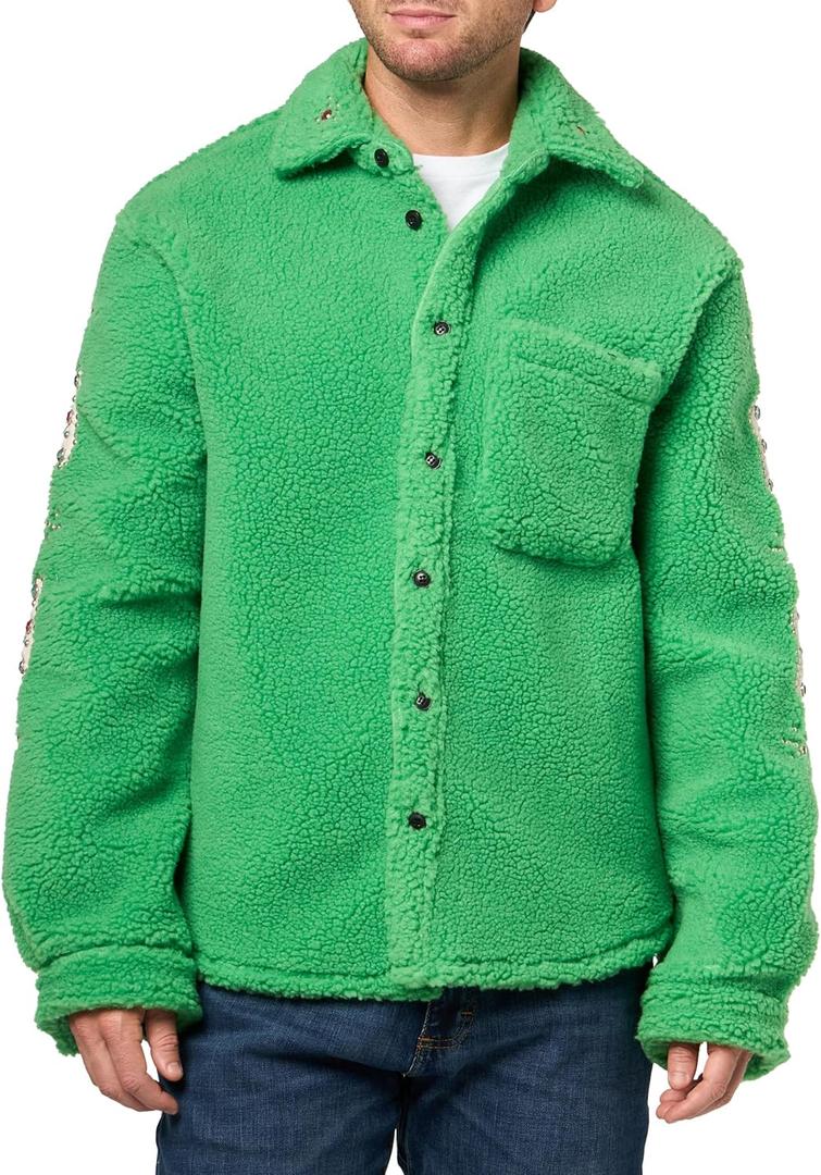 mnml Men's Jewel Sherpa Jacket (Medium, Green)