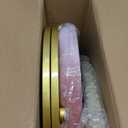 Velvet Round Vanity Stool,Pink Velvet Footrest Ottoman Foot Stool Seat with Golden Metal Legs,Makeup Chair for Bathroom Vanity,Bedroom,Living Room