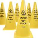 Yellow Safety Commercial 19 Inch "Caution Wet Floor" Sign Cone, 6 ct., Easy to Use and Store