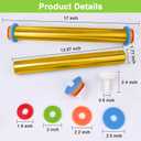 Adjustable Rolling Pins for Baking, Stainless Steel Rolling Pin with Thickness Rings, Metal Dough Roller for Fondant Cookies Pastry Pizza Pasta, Measuring Rolling Pin Baking Tools for Cake Baker, Gold