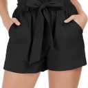 GRACE KARIN Women Summer Casual Shorts with Pockets Bowknot Tie Waist (Medium, Cl93-black)