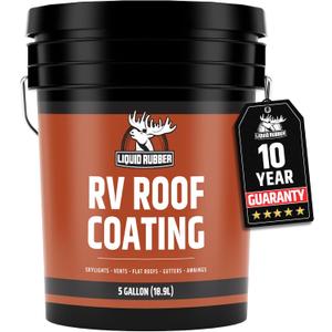 Liquid Rubber RV Roof Sealant- Professional-Grade Solar Reflective Flexible Waterproof Membrane Coating for EPDM, TPO, Fiberglass & Aluminum Camper & Travel Trailers- Brilliant White, 5 Gallon