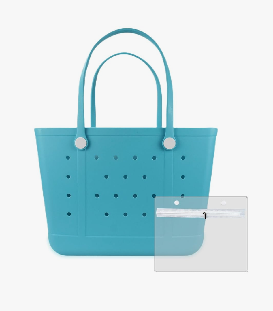 Bag, 18.9" x 9.4" x 13.8" Waterproof Beach Totes with Zipper Pocket, Durable Open Travel Handbag