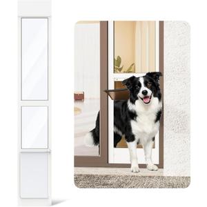 Dog Door for Sliding Glass Door, Adjustable Height 75 4/5" to 80 3/10" Sliding Door Pet Door Insert, Suitable for Dogs Up to 75 lbs, Large, White