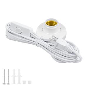 1PC E26/E27 Light Socket, 9.8ft Hanging Light Extension Cord Base with Switch, Plug-in Lamp Holder Spiral Bulb Base for Desktop, Bedroom, Living Room, Kitchen, Workroom, Basement, 1 Pack