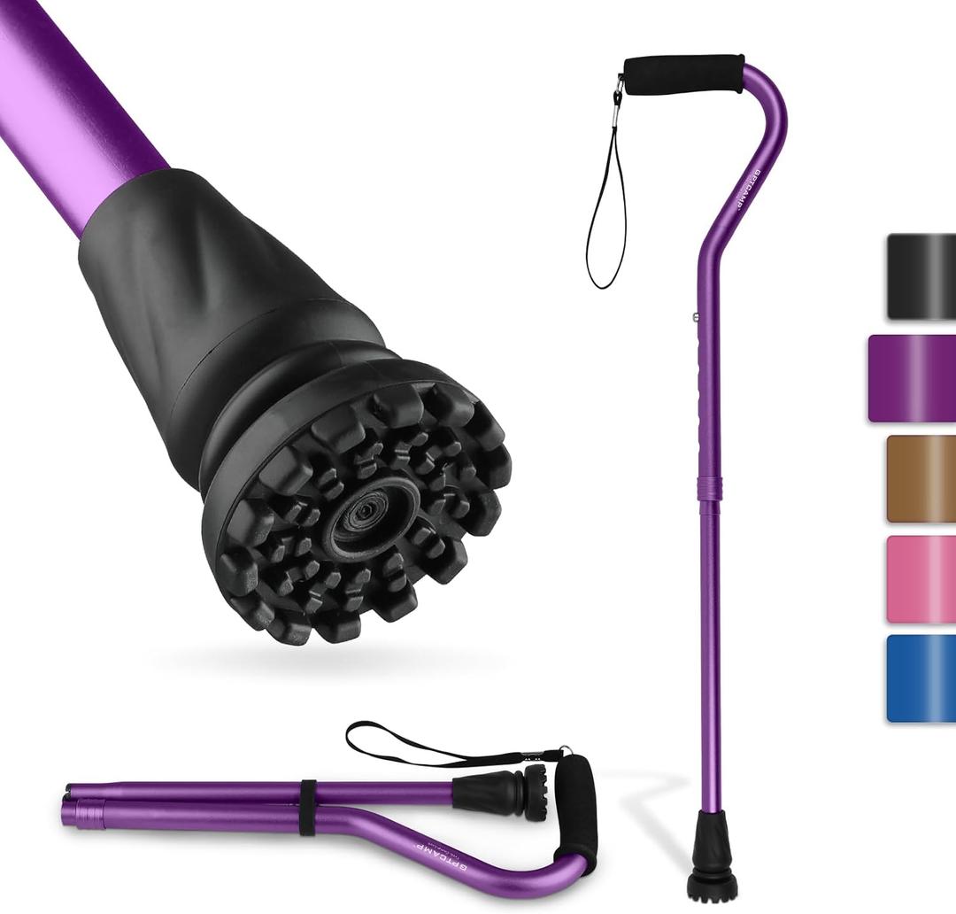 GPTCAMP Walking Cane and Walking Stick for Men Women,Lightweight Folding Canes with Offset Soft Cushioned Handle,Adjustable & Collapsible,Mobility & Leg Surgery Recovery, 17.32"