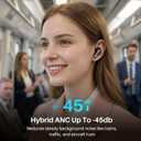 TOZO Hybrid Active Noise Cancelling Wireless Earbuds with 6 Mics AI Clear Call Ear Buds 68H Playtime with LED Display 32 Preset EQs via APP Bluetooth 5.3 IPX8 Waterproof in Ear Headphones