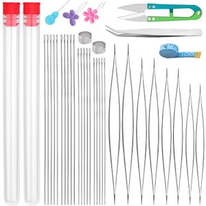 UOOU 39 Pcs Beading Needles, Long Straight Beading Needles, Big Eye Bead Needles for Seed Beads Jewelry Making