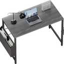 Pamray 32 Inch Computer Desk for Small Spaces with Storage Bag, Home Office Work Desk with Headphone Hook, Small Office Desk Study Writing Table (Grey)