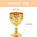 Cabilock Vintage Chalice Medieval Goblet, 30ml Shot Glass Brass Gold Wine Glasses Goblet, Communion Cup, Cocktail Glass Cup for Home Bar Wedding Party Supplies