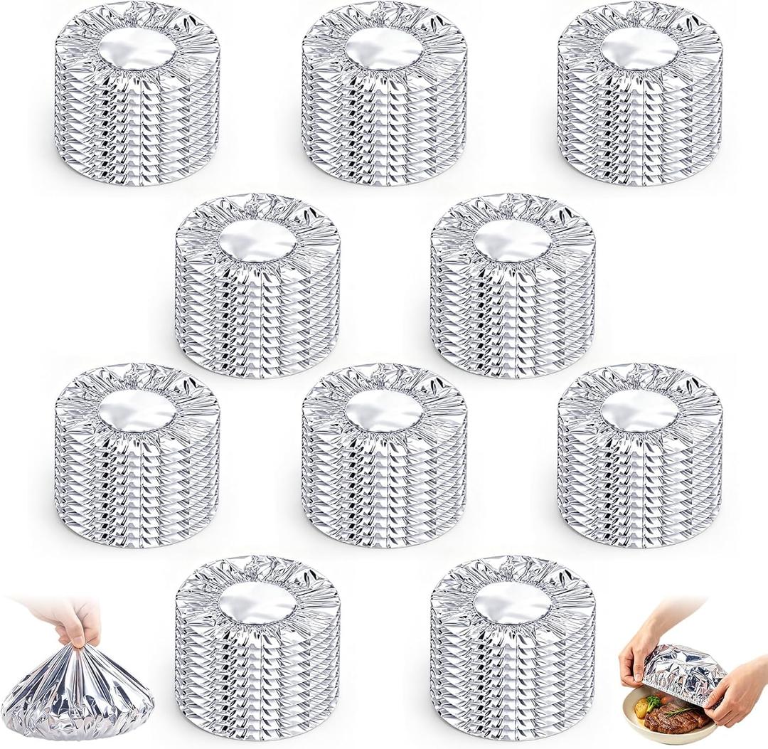 100Pcs Reusable Aluminum Foil Food Covers,Freshness-Preserving Heat-Insulating Aluminum Foil Insulation Cover,Food Fresh Keeping Bags,Fthickened Kitchen Lids for Meal Prep,Baking,and Food Storage