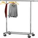 SIMPLE HOUSEWARE Heavy Duty Clothing Garment Rack, Holds Up to 150 lbs, 42 to 67 Inches Extensible Rod, Chrome