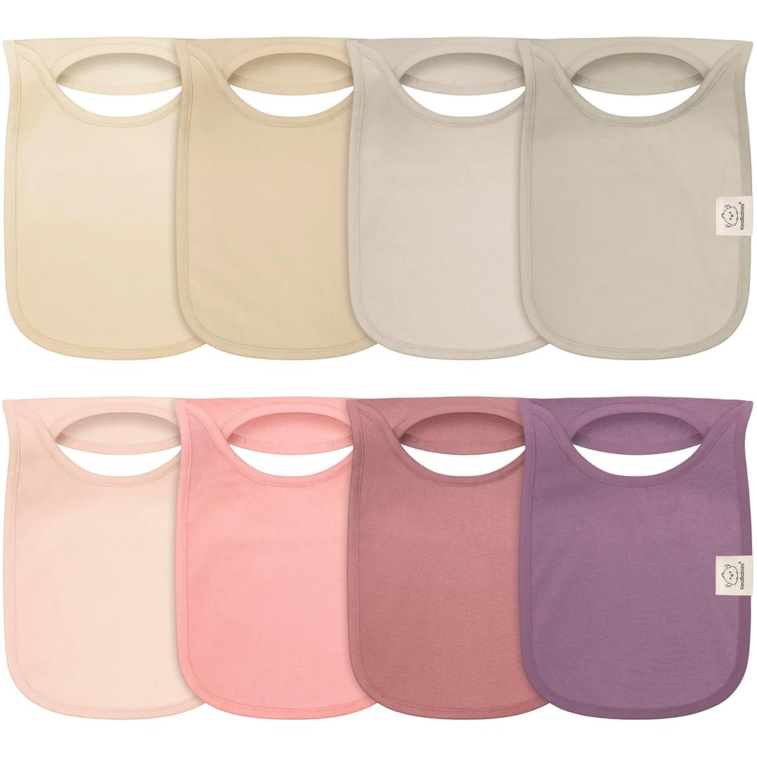 KeaBabies 8-Pack Bibs for Baby Girl, Boy - Pullover Large Baby Bibs for Drooling and Teething Infant, Newborn, Soft & Absorbent Organic Cotton, Long Torso Coverage Keep Toddler Clean & Dry (Dahlia)