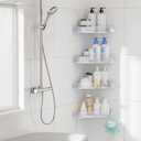 Sotfamily Plastic Shower Caddy Corner (for 90° Only), 4 Pack Adhesive Corner Shower Shelves for Bathroom Organizers and Storage, Frosted Clear