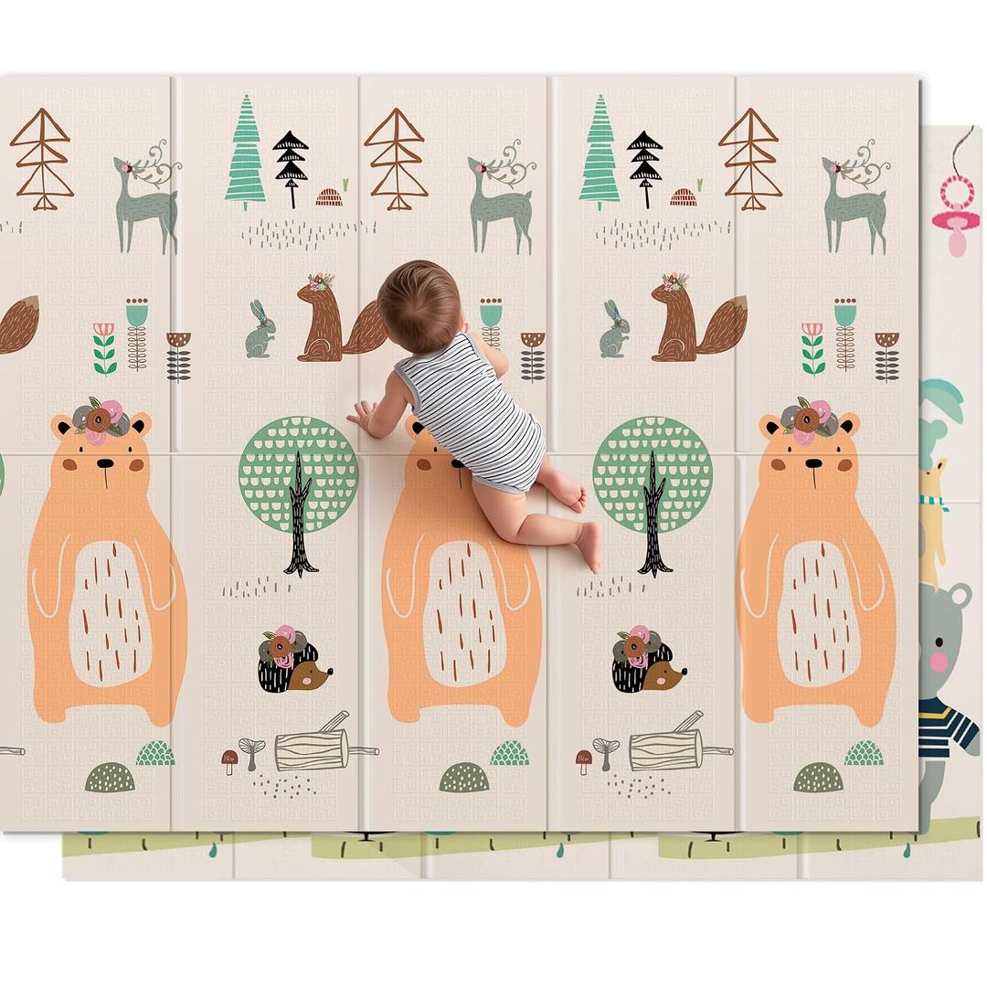 UANLAUO Baby Play Mat,71"x 79"Extra Large Playmats,Foldable Baby Play Mat for Floor,Non-Toxic Tummy Time and Crawling Playmat,Thick Foam Play Mat for Baby,Reversible Portable for Infant,Toddler