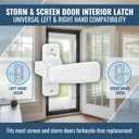 Replacement Screen Door Latch, Heavy Duty Inside Door Handle Compatible with Storm Doors Handle, Interior Latch for Screen and Storm Doors(for Non-Spring Loaded Strike,White)