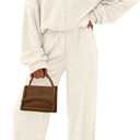 PRETTYGARDEN Women's 2 Piece Fall Lounge Sets 2026 Zip Up Hoodie Wide Leg Tracksuit Spring Matching Travel Outfits Clothes, White, Medium