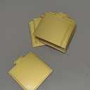 uxcell 100pcs Mini Cake Boards, Mousse Cake Cardboards Square Cake Bases Plates Cupcake Dessert Displays Base Tray for Cupcakes, Pastries, Dessert Base - Grease Proof (Gold) (2.8 x 2.8 inch)
