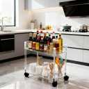 Betoveren 2 Tier Utility Rolling Cart Storage Organizer with Wheels Under Desk Mobile Bathroom Cart Organizer for Office Bathroom Home Kitchen Organization Transparent (Width 8.85 Inches)