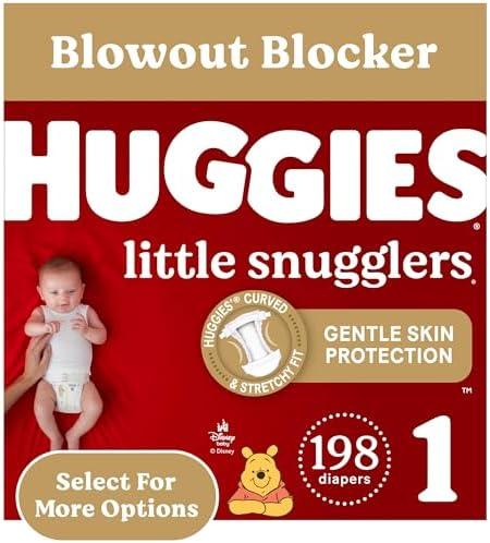 6Pack Baby Diapers Size 1 (8-14 lbs), 198ct, Huggies Little Snugglers Newborn Diapers