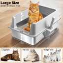 Stainless Steel Litter Box,XL Metal Cat Litter Box with Lid High Sides, Extra Large Litter Boxes for Big Cats,Odor-Resistant, Scratch-Proof, Easy to Clean, Non-Stick,Scoop Included