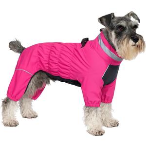 Winter Waterproof Dog Snowsuit Full Body Outdoor Jacket with Leash Ring, Fleece Lining, Windproof Reflective 4-Leg Dog Coat for Small to Large Dogs  Pink XXS (XXS (Back Length 8.5"))