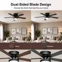 GREENEVER 52" Ceiling Fan with Lights, Remote, Flush Mount Low Profile | Quiet Reversible DC Motor, 6 Speed, 3CCT Dimmable Memory LED, 5 Blades, Noiseless, Modern Fan for Bedroom Living Room Kitchen