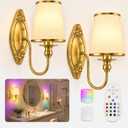 Battery Operated Wall Sconce, Wall Sconces with 12 RGB Colors-Gold