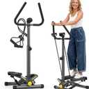 ZIWWVY Stepper Machine with Resistance Bands, Mini Stepper with 300LBS Weight Capacity, Twist Stepper for Full Body Workout, Adjustable Step Height, Smooth and Quiet, Step Machine for Men Women
