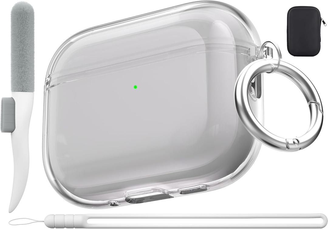 Valkit for Airpods Pro 3 Case Clear with Cleaner Kit | Soft TPU Airpods Pro 3 Generation Case | Protective Cover Shockproof | iPods Pro 3 Cases | for Air pods Pro Gen 3 2025(Clear Black)
