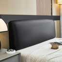 JOKIVTOU Stretch Bed Headboard Cover PU Leather, Waterproof Protective Universal Dustproof Soft Bed Head Cover Slipcover, No Need Wash, Wipeable, Bedroom Decor (Black,King)
