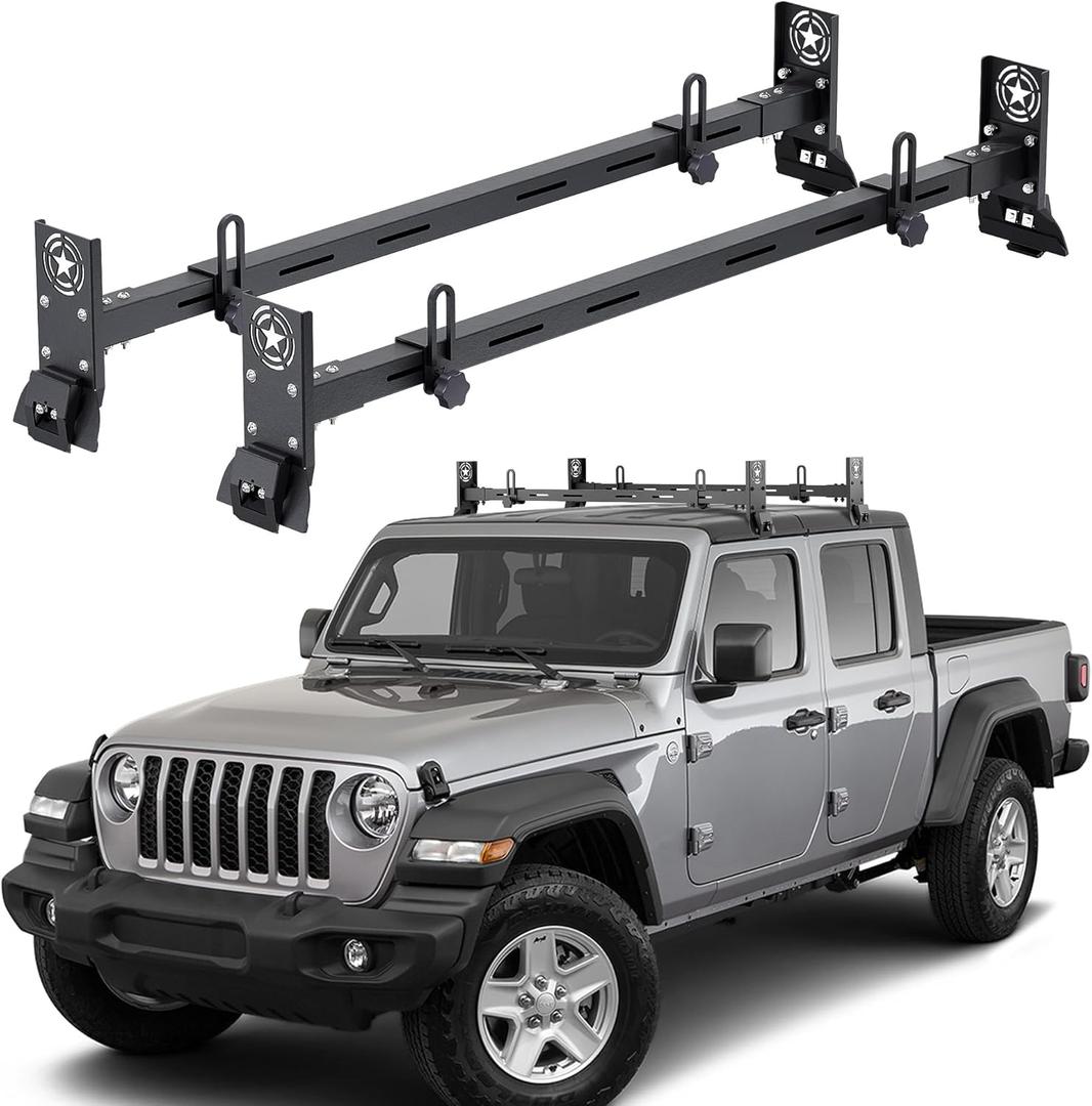 Roof Ladder Rack Fit for Jeep Wrangler 2007-2024 JK JL Gladiator JT, 2/4 Door Hardtop, Rain Gutter Mount