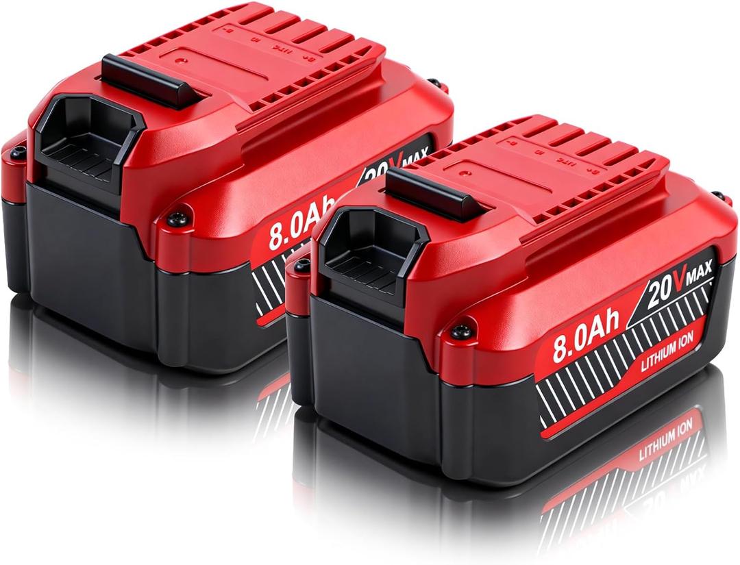 Upgrade 8.0Ah Replacement for Craftsman 20V Battery V20 Lithium ion Batteries Compatible with Craftsman 20 Volt Cordless Power Tools CMCB205 CMCB204 CMCB206 CMCB202 CMCB201B0GGGVH6WNB0GGGVH6WN,2Pack