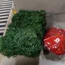 2 Pcs 9ft Total 18ft Christmas Fence Decorations with Solar Light Christmas Outdoor Garland with 4 Pcs Large Red Bows Cable Ties for Holiday Patio Outdoor Fence Eaves